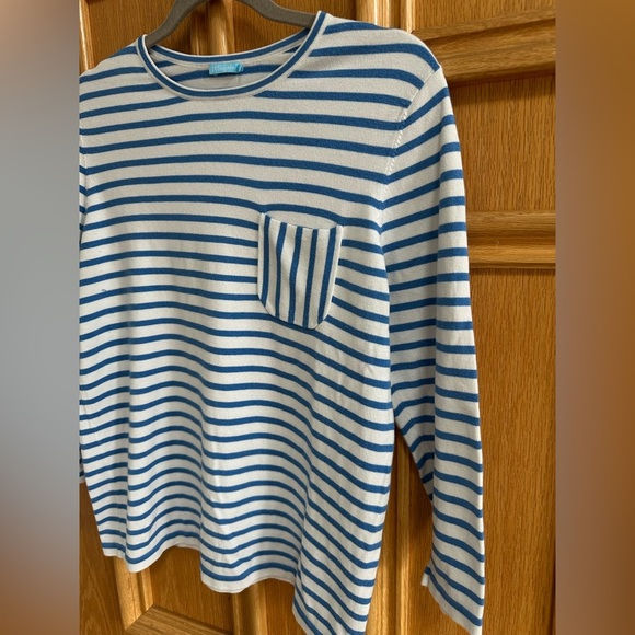 J.McLaughlin Piper Sweater Blue & White Stripe Pocket Top | Size M - Picture 5 of 9